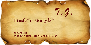 Timár Gergő névjegykártya